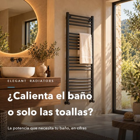 Toallero antracita junto a la ventana — ¿calienta el baño o solo las toallas?