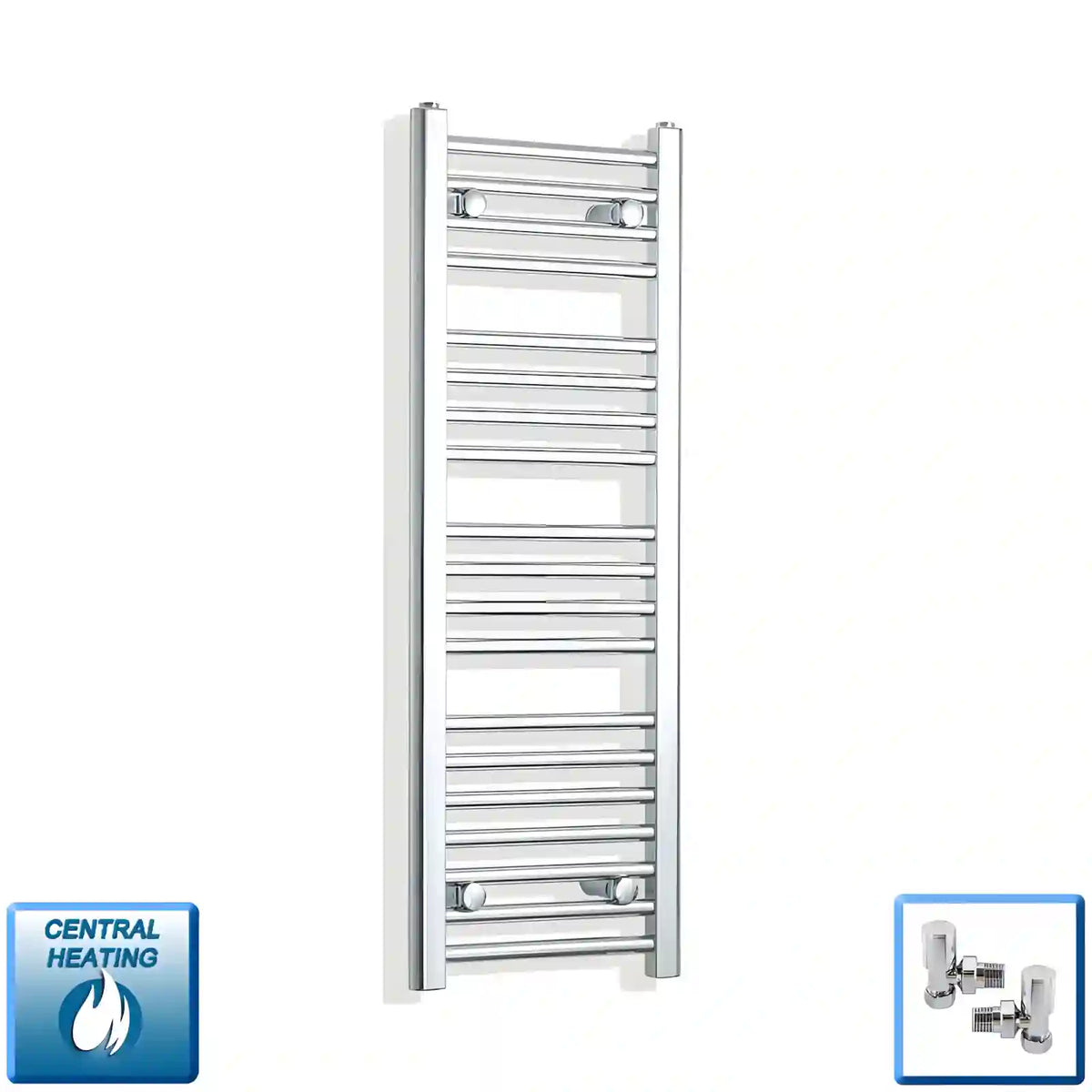 Sèche-serviettes chromé 300 mm de largeur · Chauffage central