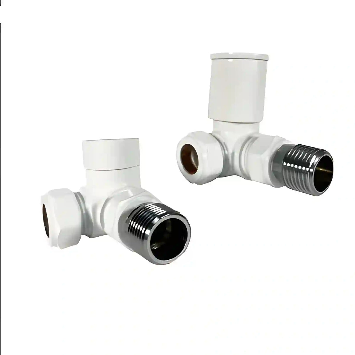 Válvula de esquina blanco para radiador toallero — par 1/2" BSP