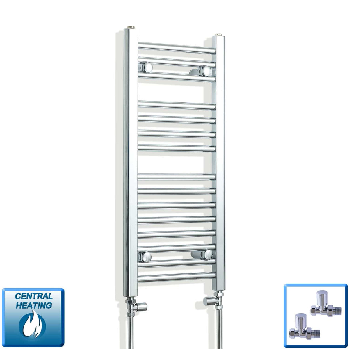 Sèche-serviettes chromé 300 mm de largeur · Chauffage central